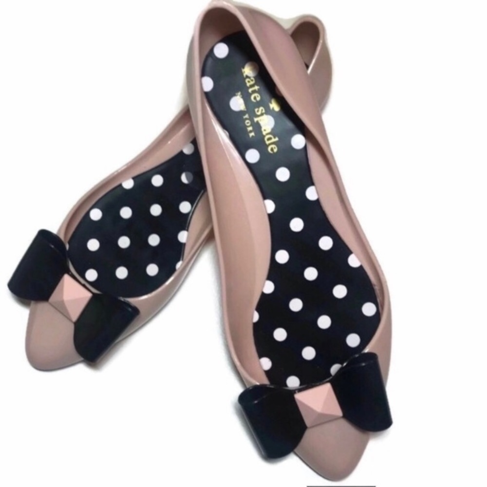 Kate Spade Jelly Ballerina Flats with black  bow